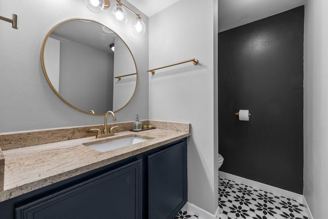 Bathroom featuring modern finishes, Quartz Countertop and elegant sticky tile patterned flooring | Image 17
