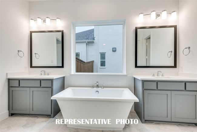 With his & her vanities and a wonderful soaking tub, you will love everything this over the top owner's bath has to offer! REPRESENTATIVE PHOTO. | Image 13