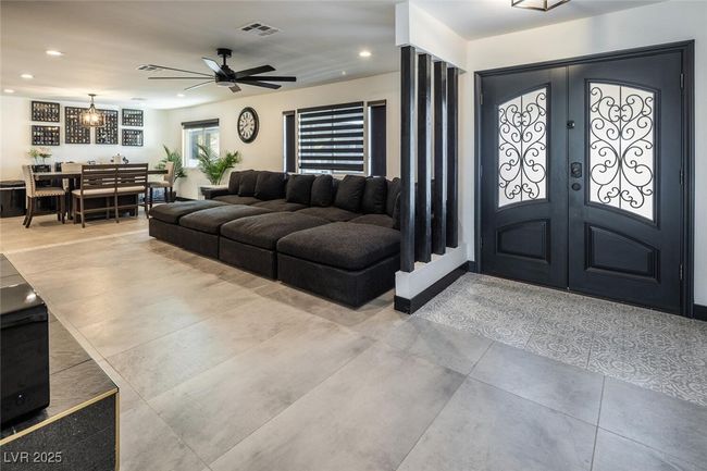 Foyer entrance with visible vents, ceiling fan, recessed lighting, french doors, and tile patterned floors | Image 7
