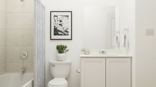 Bathroom with vanity and shower / bath combo with shower curtain | Image 6