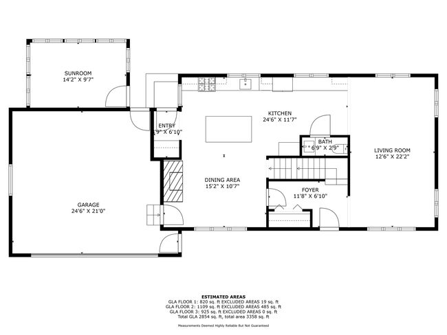 Professionally measured main level floor plan. Note that the separate sunroom is finished space. | Image 47