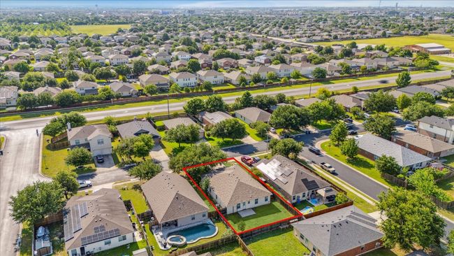 Aerial view of neighborhood featuring the property boundaries highlighted | Image 35