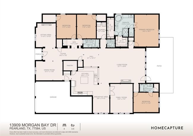 13909 Morgan Bay Dr, House other with 4 bedrooms, 4 bathrooms and 3 parking in Pearland TX | Image 37