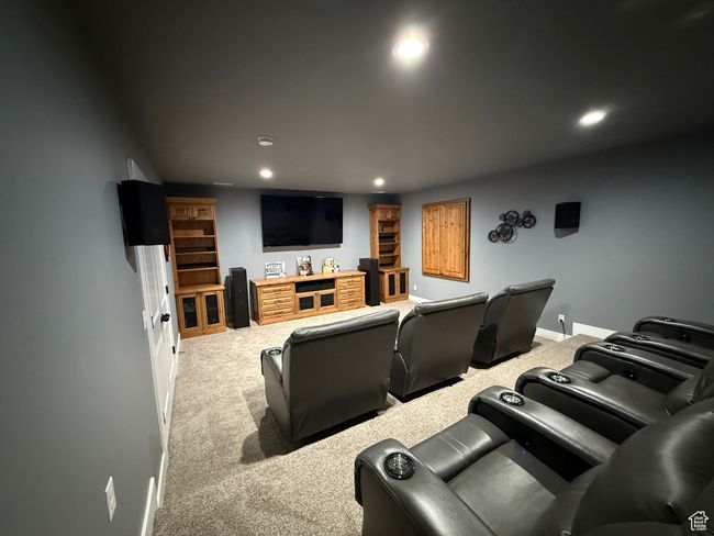 Home theater room with carpet and recessed lighting | Image 44