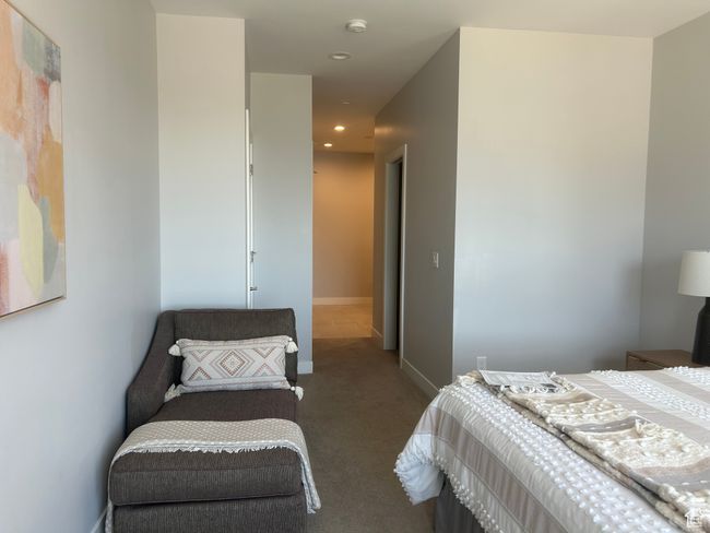 Carpeted bedroom with recessed lighting and baseboards | Image 14