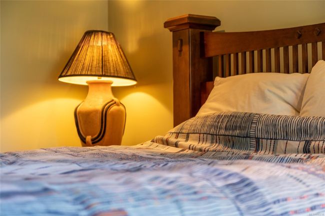 Primary bedroom bed and lamp | Image 22