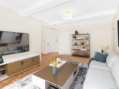 Living room with beamed ceiling and light parquet flooring | Image 2