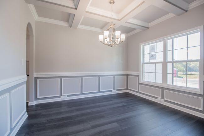 EXAMPLE>>>Large Formal Dining Room with Chair Railing, Wainscoting and a Coffered Ceiling! | Image 4