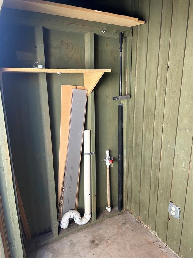 Bump out shed area with storage and washer/dryer hook ups | Image 30