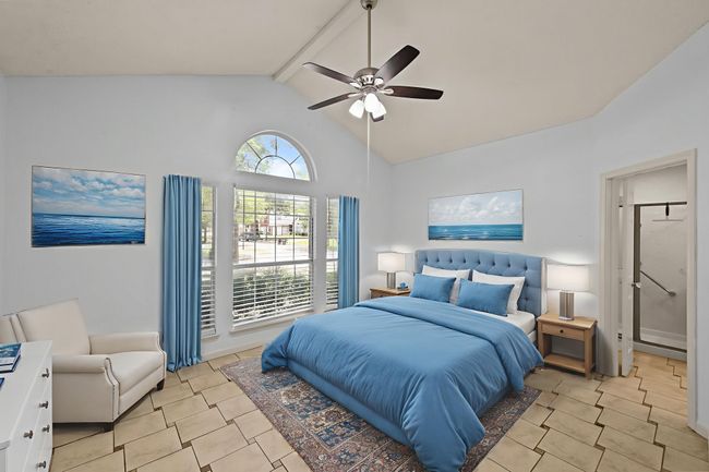 Bedroom with sitting area, vaulted ceiling, and ensuite bathroom | Image 22