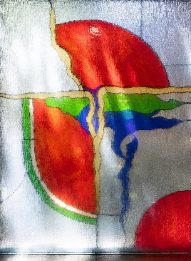 Stained Glass in Shower Area, Patio view of Stain Glass. | Image 34