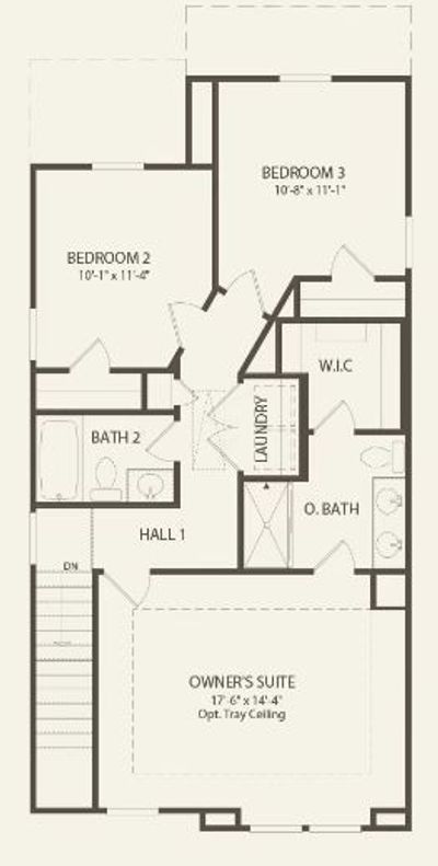 Grifton Floorplan - 2nd Floor: Must-see this spacious Primary Suite featuring an Upgraded, tile wall in the 5-ft. Walk-in Shower. Convenient Laundry area, plus Linen Closet upstairs | Image 3