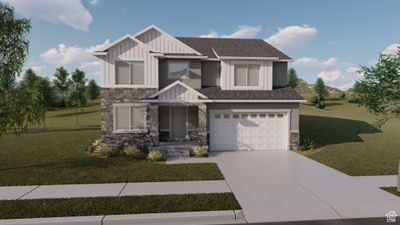 View of front of house featuring a front yard and a garage | Image 1