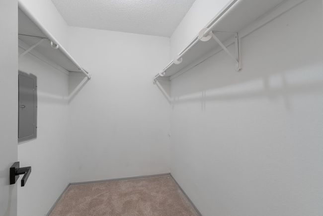 Spacious closet featuring electric panel and carpet flooring | Image 28