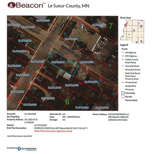 521 N 2nd St, Le Sueur, MN, 56058-1522 | Card Image