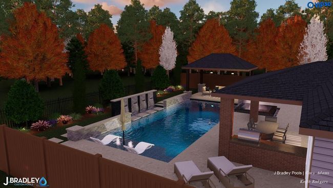Picture yourself lounging on the submerged sun shelf with a cold drink in hand, the pool’s clean lines and deep blue finish begging for an afternoon dip. | Image 33