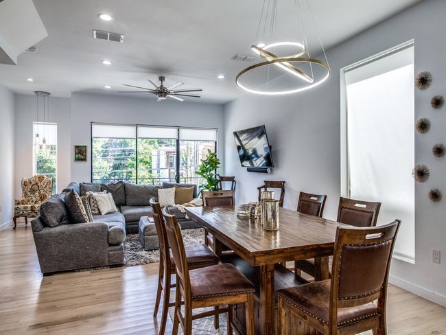 Dining space featuring light wood-style floors, recessed lighting, and ceiling fan | Image 10
