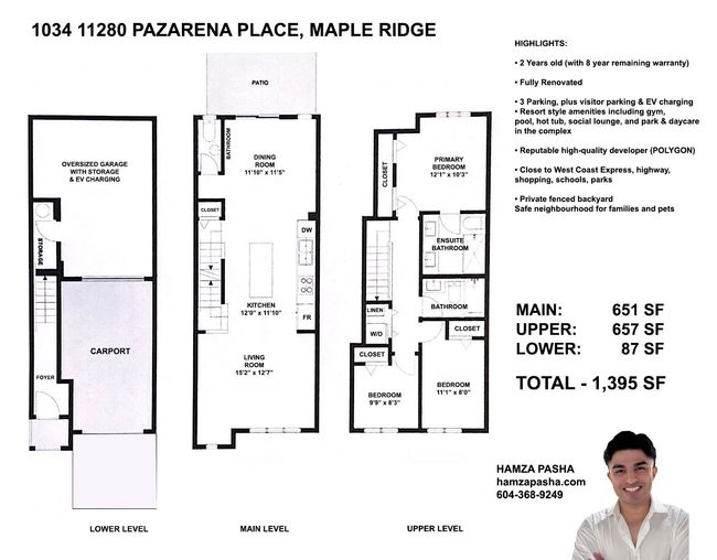 1034 - 11280 Pazarena Pl, Townhouse with 3 bedrooms, 3 bathrooms and 3 parking in Maple Ridge BC | Image 34
