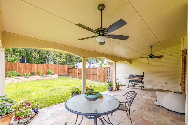 View of patio / terrace featuring a ceiling fan and grilling area | Image 36