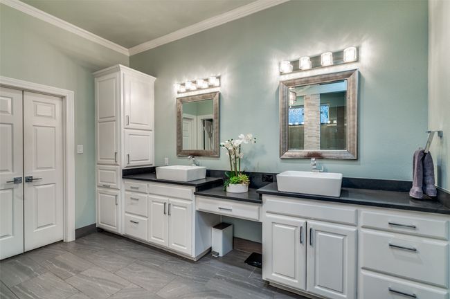 Full bathroom with crown molding and double vanity | Image 22