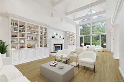 Virtually Staged, showing beamed cathedral ceiling and floor to ceiling windows | Image 2