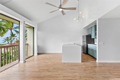 Fun sputnik light fixture and contemporary ceiling fan. | Image 3