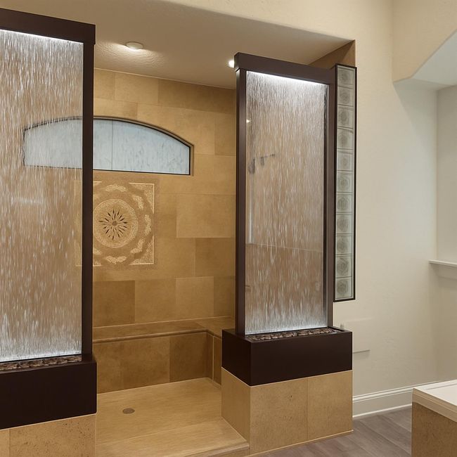Waterfall glass shower walls panels with LED lighting | Image 25