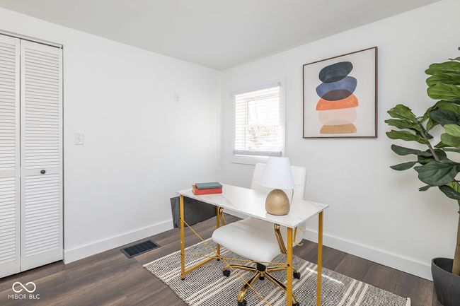 office with baseboards, visible vents, and dark wood-style floors | Image 20