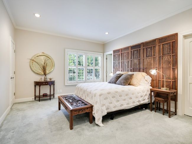 Carpeted bedroom featuring crown molding, baseboards, and recessed lighting | Image 15