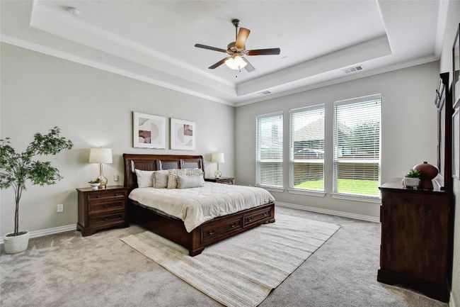 The expansive primary bedroom is situated at the back of the home, for added privacy. | Image 19