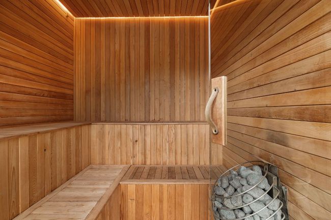 Relaxing sauna / steam room with wood walls | Image 31