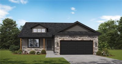 View of front of home with a front yard and a garage | Image 1