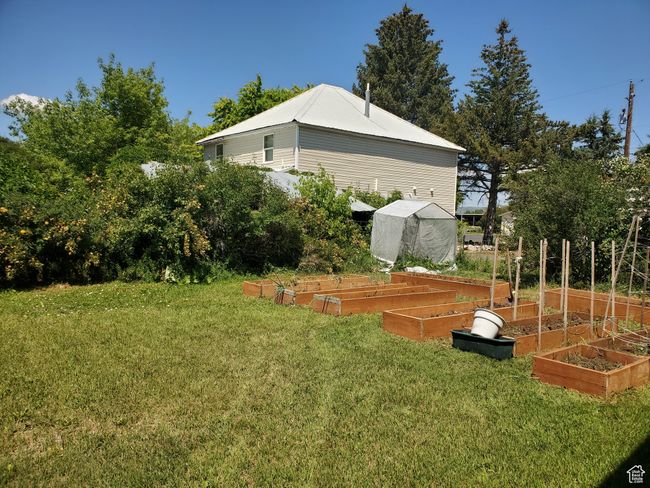 View of grassy yard with a vegetable garden | Image 26