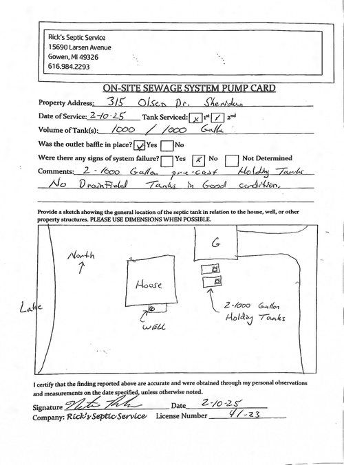 315 Olsen Dr, Sheridan, MI, 48884-9350 | Card Image
