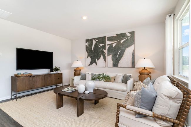 Living room featuring wood finished floors, baseboards, and recessed lighting | Image 12