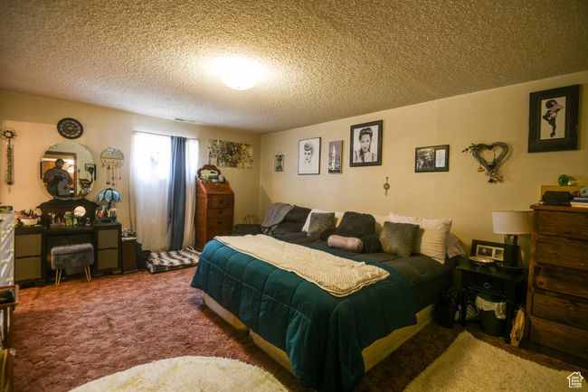 Bedroom featuring carpet floors and a textured ceiling | Image 16