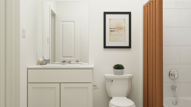 Full bathroom with vanity and shower / bathtub combination with curtain | Image 23
