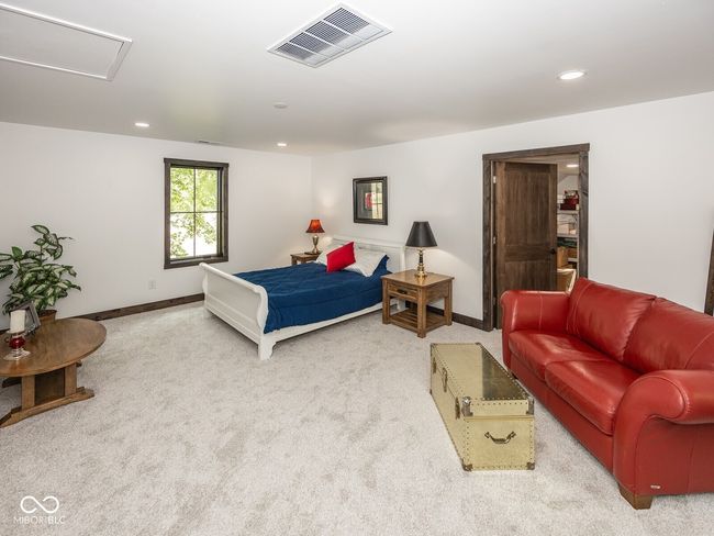 bedroom with carpet flooring, recessed lighting, baseboards, and attic access | Image 31