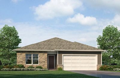 View of front facade with a front yard and a garage | Image 1