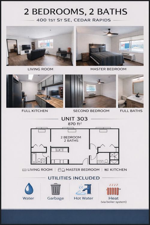 apt-303-400 1st St Se, Cedar Rapids, IA, 52401-1828 | Card Image