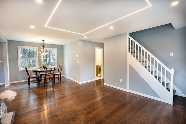 Dining space featuring recessed lighting, baseboards, stairway, and wood finished floors | Image 23