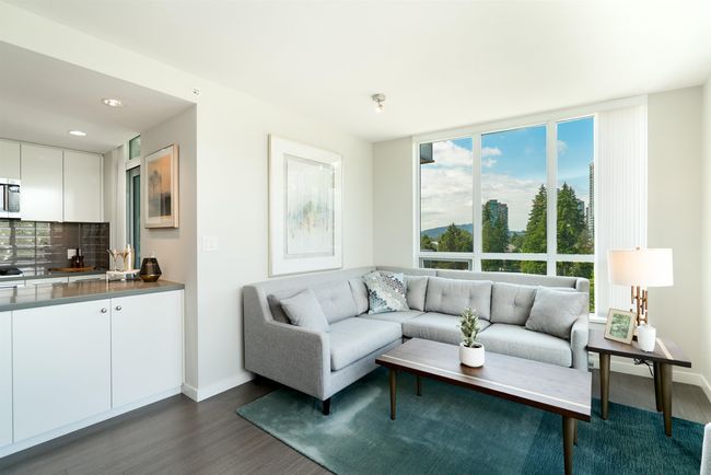 Living area with dark wood finished floors, baseboards, and recessed lighting | Image 11