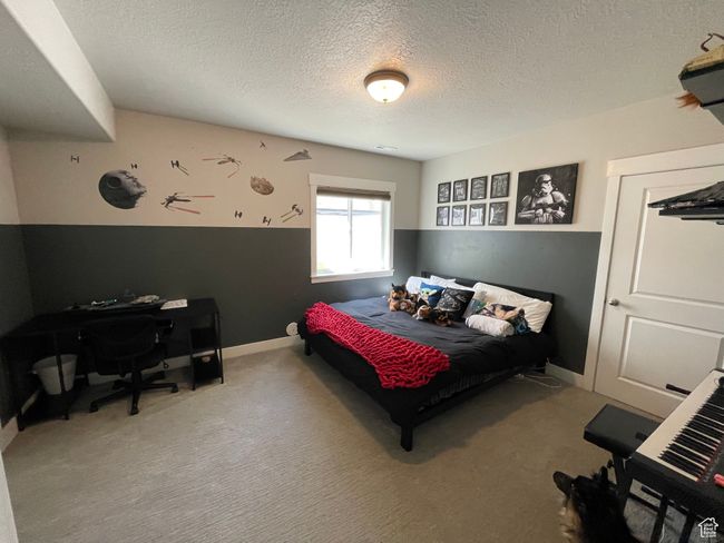 Basement bedroom with carpet floors and extra storage and closet space | Image 45