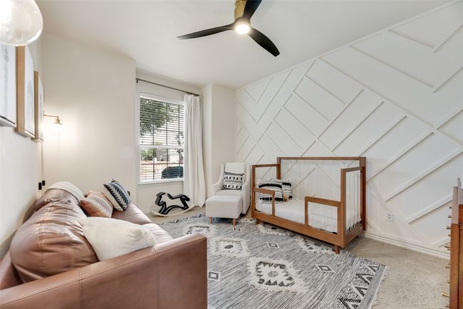 Living room featuring ceiling fan and carpet floors | Image 27