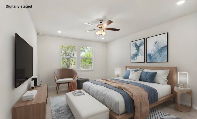 Digitally staged Primary bedroom | Image 17