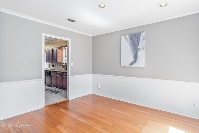 Spare room with light wood-style flooring, recessed lighting, visible vents, and ornamental molding | Image 8