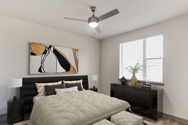Bedroom featuring ceiling fan and light hardwood / wood-style floors | Image 18