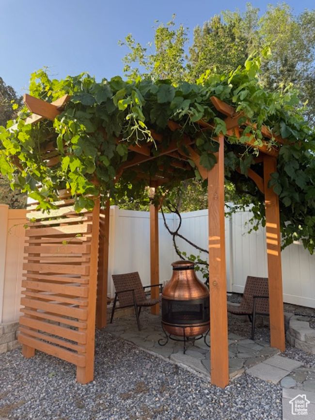 View of patio / terrace with a fire pit | Image 41