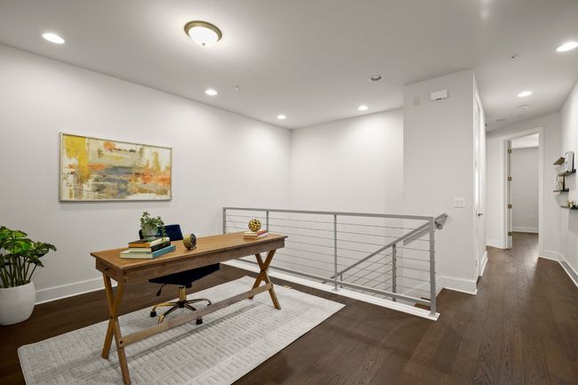 Office area with baseboards, wood finished floors, and recessed lighting | Image 10