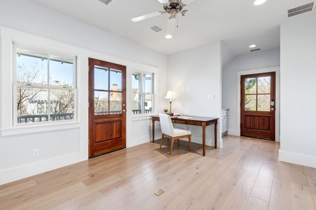 Foyer with light wood-type flooring, recessed lighting, baseboards, and visible vents | Image 32